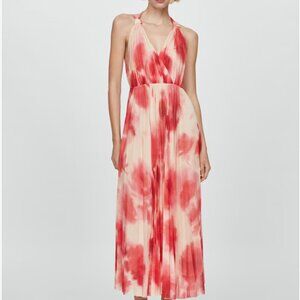 MANGO PRINTED PLEATED DRESS